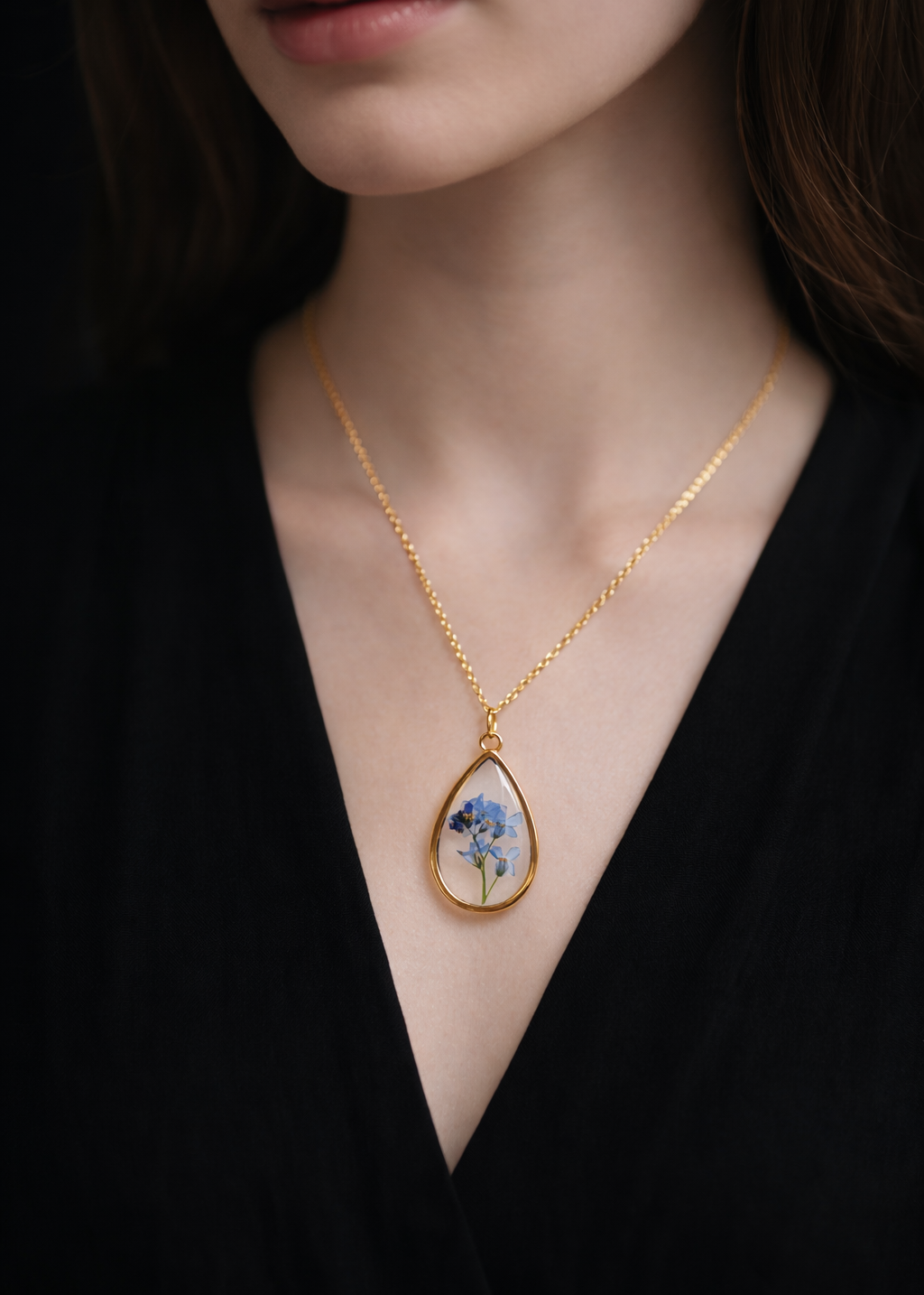 handmade botanical resin necklace