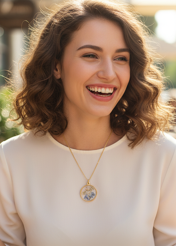 resin flower necklace with real dried flowers happy gift present