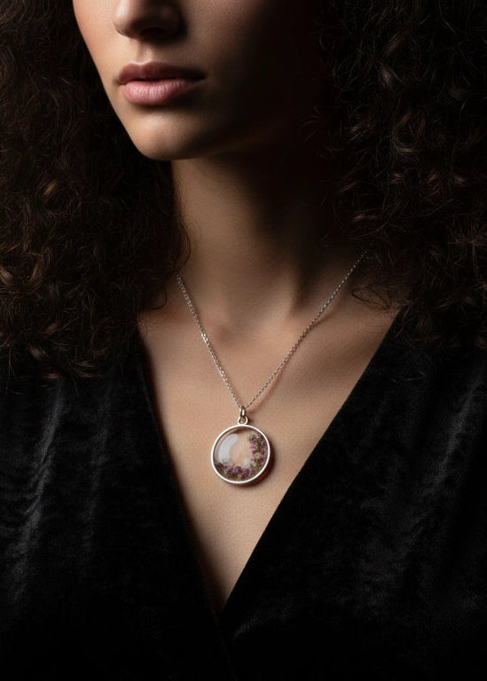 resin flower necklace with real dried flowers dark edgy